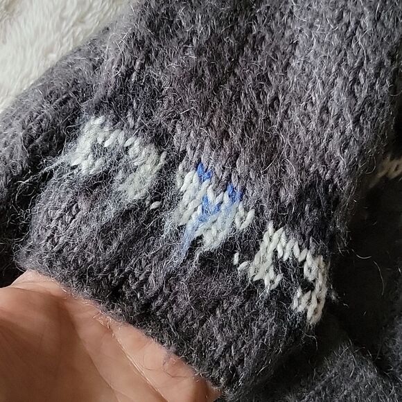 Free People mohair blend fuzzy‎ long cardigan coat fair isle pockets size Medium - Picture 7 of 9